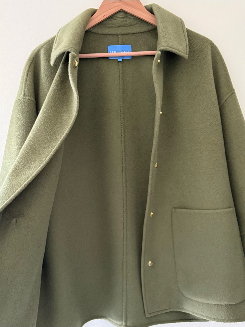 Alice Walk Cashmere Car Coat - Olive Green - Picture 7 of 8